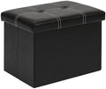 B FSOBEIIALEO Folding Storage Ottoman, 16.5" Faux Leather Ottomans, Black by BFSOBEIIALEO