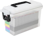 Sheffield 12635 Ammo Storage Box, Stackable .30 Cal Field Boxes, Water and Dust Resistant, Lockable Storage Box with Handle, Secures Hunting Gear, Supplies, and Bullets, Made in USA, Frost(Pack of 6) by Sheffield