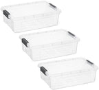 Superio 13.7 Quart Clear Plastic Storage Bin with Lid, Stackable Organizer Box, BPA-Free Storage Container for Home, Garage, School & Office, 3 Pack by Superio