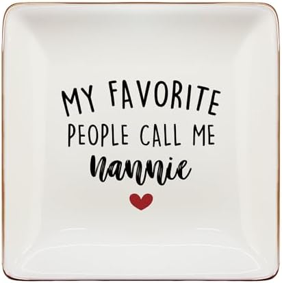 Nannie Gifts Jewelry Dish Tray, Best Grandma Mother's Day Birthday Gifts from Grandkids Ceramic Jewelry Tray for Rings Earring Bracelet Necklace, Grandmother Gift Trinket Dish for Women by Unknown