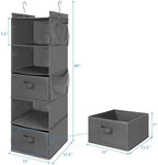 MAX Houser 5 Tier Shelf Hanging Closet Organizer, Cloth Hanging Shelf with 2 Sturdy Hooks for Storage, Foldable (Grey-D2) - Image 3