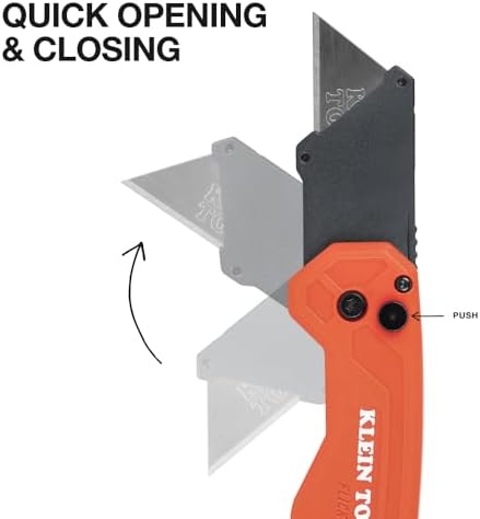 Klein Tools 44307 FLICKBLADE Folding Utility Knife, Subcompact Design with Quick-Change Triple-Ground Carbon Steel Blade, Dual Locking Positions, and Pocket Clip - Image 5