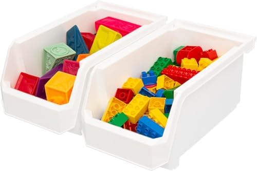 ReadySpace Large Stackable Plastic Storage Bins, 6-Pack, White - Image 7