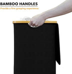 SpaceAid Laundry Hamper with Lid, 110L Large Tall Clothes Basket Bin with Bamboo Handles, Collapsible Laundry Hamper for Bedroom, Bathroom, Dorm, Laundry Room - Black - Image 4