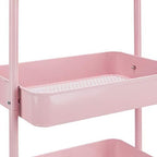 Amazon Basics 3-Tier Rolling Utility or Kitchen Cart, Lockable Wheels, Multifunctional Storage, Metal Storage Organizer, Portable, Dusty Pink - Image 2