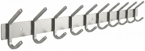 Coat Rack Wall Mount – Brushed Nickel 30 Inch Stainless Steel Hook Rail with 10 Heavy Duty Double Coat Hooks – Wall Mounted Coat Hanger for Entryway, Bathroom, Bedroom, Towel, Hat Organizer by SAYONEYES