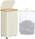 IEGrow Laundry Basket with Wheels 110L Clothes Hamper for Laundry,Beige by iEGrow