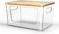 spospo Trash Bag Holder with Bamboo Lid Stackable Trash Bag Dispenser by SPOSPO