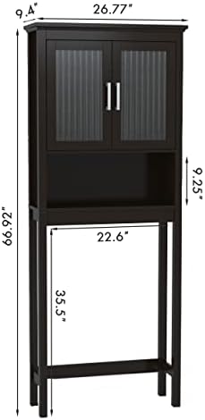 Spirich Over the Toilet Storage Cabinet with Moru Glass Doors, Espresso - Image 2