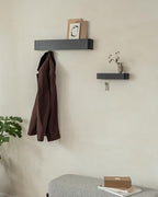 Kazai. Coat Rack Wall Mount with Shelf 'Tone' | Modern Design Coat Hanger with Hidden Hooks and Storage | Hat Rack with Shelf in Metal | Wall-Mounted Purse Organizer | Black - Image 4
