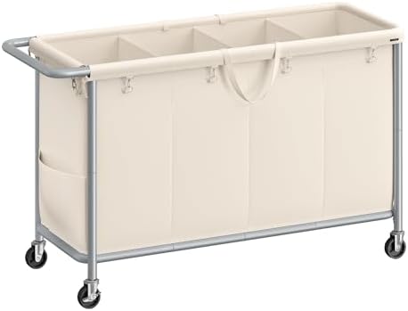 SONGMICS Laundry Basket with Wheels, 4-Section, 68.6 Gallons (260 L) by Unknown