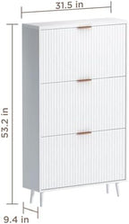 Shoe Cabinet Storage,Modern Freestanding Organizer with 3 Flip Drawers,Narrow Shoe Rack Cabinet for Entryway,White - Image 2