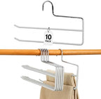 Pants Hangers for Closet, Open Ended 2 Tier Hanger with Space Saving Dual Layer Design, Non Slip PVC Coated Metal Construction, Closet Storage Solution for Pants, 10 Pack, Gray by Unknown