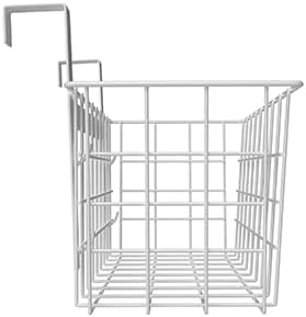 MaraFansie Basket with Hook, Grid Storage Basket, Over the Cabinet Door Organizer, Wire Hanging Basket with Hook Over the Railing, Under Sink Kitchen Cabinet, Pantry, Bathroom, White, 2 Pack - Image 6
