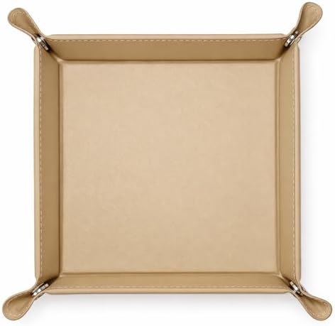 UnionBasic Small Jewelry Tray for Rings Watches Earrings, Entryway Catchall Caddy for Coins Keys Change, Nightstand Bedside Valet Holder, Trays for Electronic Gadgets,Milktea - Image 6