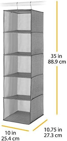 Whitmor Hanging Accessory Shelves 5 Open Sweater Shelves Crosshatch Gray - Image 3