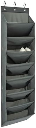 Amazon Basics 8 Tier Over the Door Shoe Organizer, Large Capacity Space Saving Hanging Shoe Storage for Closet and Dorm, Dark Grey by AmazonBasics