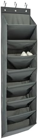 Amazon Basics 8 Tier Over the Door Shoe Organizer, Large Capacity Space Saving Hanging Shoe Storage for Closet and Dorm, Dark Grey by AmazonBasics
