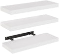 AMADA HOMEFURNISHING Floating Shelves, Wall Shelves for Bathroom/Living Room/Bedroom/Kitchen Decor, White Shelves with Invisible Brackets Set of 3 - AMFS08 by AMADAHOMEFURNISHING