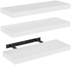 AMADA HOMEFURNISHING Floating Shelves, Wall Shelves for Bathroom/Living Room/Bedroom/Kitchen Decor, White Shelves with Invisible Brackets Set of 3 - AMFS08 by AMADAHOMEFURNISHING