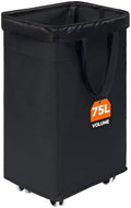 CHICVITA 75L Slim Rolling Laundry Basket with Wheels & Wash Bag, Black by CHICVITA