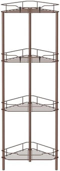 HuggieGems Metal Floor Standing Corner Shower Caddy, Coffee, 4 Tier by HuggieGems