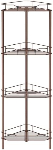 HuggieGems Metal Floor Standing Corner Shower Caddy, Coffee, 4 Tier by HuggieGems