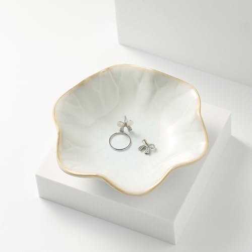 Mecaikru Ceramic Ring Dish, 4 in Jewelry Tray with Kiln Glaze Catchall Bowl - Image 6