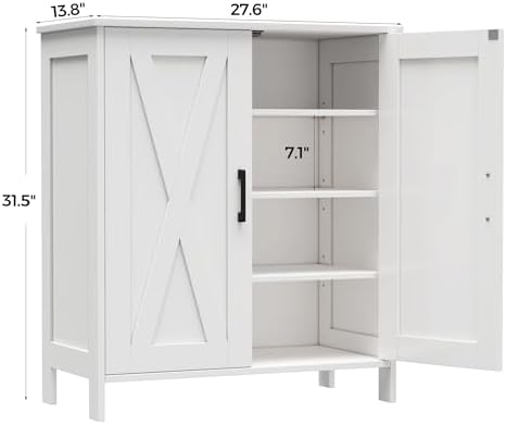 Homleke Farmhouse Shoe Cabinet with 2 Barn Doors & Wood Legs - Image 2