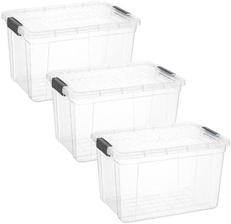 Superio 14.7 Quart Clear Plastic Storage Boxes with Lids, Stackable Organizer Containers, BPA-Free Storage Bins for Home, Office, School & Dorm, 3 Pack by Superio