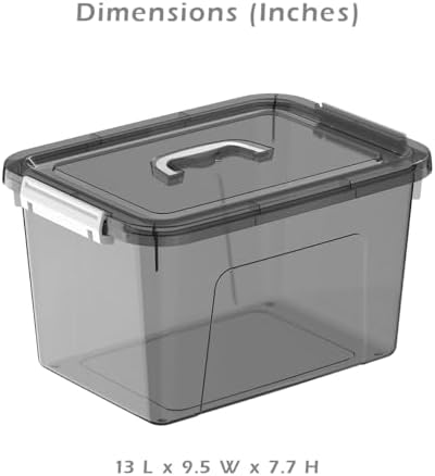 Stackable Plastic Black Storage Bins with Lids 6 Pack, 12 Quart Modular Organizer Boxes with Secure Latches for Closet, Pantry, Office and Small Item Storage - Image 2