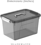 Stackable Plastic Black Storage Bins with Lids 6 Pack, 12 Quart Modular Organizer Boxes with Secure Latches for Closet, Pantry, Office and Small Item Storage - Image 2