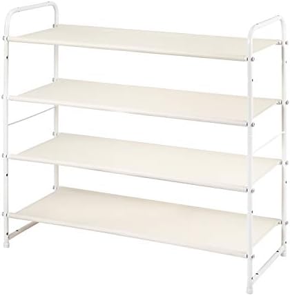 Simple Trending 4-Tier Shoe Rack, Expandable Shoe Shelf, White by SimpleTrending