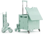 Foldable Utility Cart with Stair Climbing Wheels, Collapsible Rolling Crate with Telescoping Handle, Folding Shopping Trolley Handcart Grocery Book File Tool Teacher Storage Basket (Green, 8 Wheels) by Gorocking