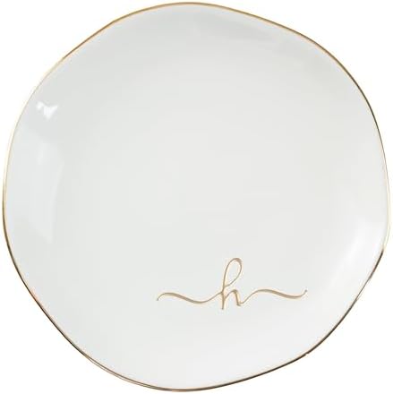 InnoBeta Jewelry Tray, Initial Ring Dish, Ceramic Trinket Dish, Letter H by InnoBeta