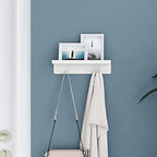 MKO Key Holder Wall Mount, Adhesive Key Hanger with 6 Hooks for Wall, White - Image 6