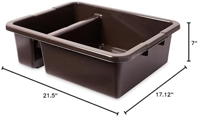 Rubbermaid Commercial Products Standard Divided Bus/Utility Box 7-Gallon Brown Plastic Heavy Duty Divided Restaurant Wash Basin/Dish Washing Tub for Cups/Plates/Bowls - Image 3