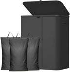 Lifewit 185L 3 Section Laundry Hamper with Lid, Laundry Basket, Black by Lifewit