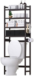 Cozivolife Over The Toilet Bamboo Storage Rack: 4-Tier & 2 Baskets (Brown) by Cozivolife