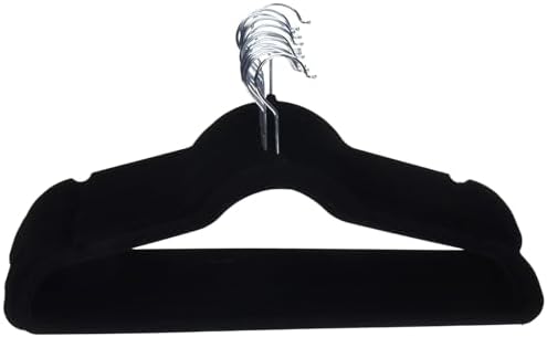 Amazon Basics Slim Velvet Non-Slip Space Saving Suit Clothes Hangers for Closet Organization, Black/Silver, 30-Pack - Image 6