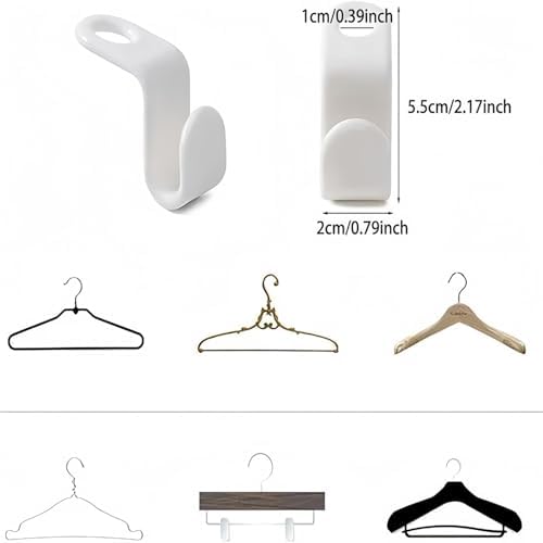 Space Saving Hanger Hooks, 100pcs, Polypropylene, 5KG Max Capacity, White Closet Hangers for Clothes (100PCS) - Image 2