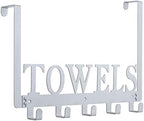 Kuhome Over The Door Hooks, Towel Hooks for Bathroom, Towel Rack Towel Holder for Bathroom Bedroom Kitchen Pool Beach Towels Bathrobe Wall Mount Hang on The Door Cabinet Cupboard (Silver Grey) by Kuhome