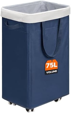 CHICVITA 75L Laundry Basket with Wheels for Dirty Clothes, Blue by CHICVITA