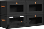 DIMJ Storage Bins with Lids - 4 Pack Large Fabric Closet Organizer with Window & Handles, Collapsible Decorative Storage Boxes for Shelves Under Bed, Books Clothes Blankets Sweaters Organization by DiMJ