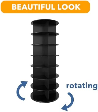 SpaceAid 7 Tier Rotating Shoe Rack Tower, Spinning Shoe Display Lazy Susan, Revolving 360 Shoe Rack Storage Round Carousel, Vertical Handbag Rotate Shoes Closet Organization (7-Tier Black) - Image 7