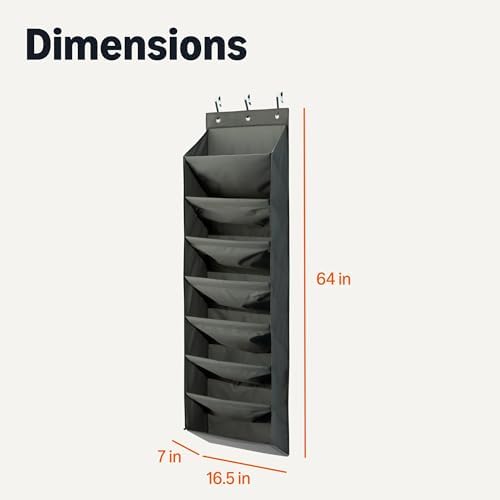 Amazon Basics 8 Tier Over the Door Shoe Organizer, Large Capacity Space Saving Hanging Shoe Storage for Closet and Dorm, Dark Grey - Image 5