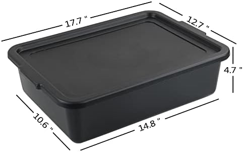 Xyskin Storage Utility Bus Tote with Lid, Commercial Bus Box, 3 Pack, Black - Image 2