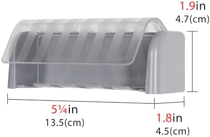 LUEXBOX 5 Slots Wall Mount Toothbrush Holder with Cover, Self Adhesive Toothbrush Storage Organizer for Shower, Toothbrush Hanger for Bathroom, Medicine Cabinet, Dorm (Grey) - Image 2