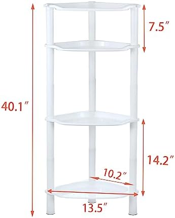 4 Tier Corner Shower Caddy, Rustproof, Plastic Shower Organizer for Bathroom, Bathtub, Shower pan, Bath Accessories Shower Caddies, 13.5 x 10 x 33.5 Inches, White (Round Slot White 4 Tier) - Image 3