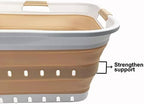 SAMMART 42L (11 gallon) Collapsible Plastic Laundry Basket - Foldable Pop Up Storage Container/Organizer - Portable Washing Tub - Space Saving Hamper/Basket (White/Latte) - Image 4